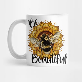 Be Beautiful Bee Sunflower Mandala Mug